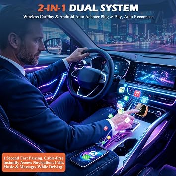 Wireless CarPlay Adapter, 2-in-1 Mini CarPlay Wireless Adapter Plug & Play