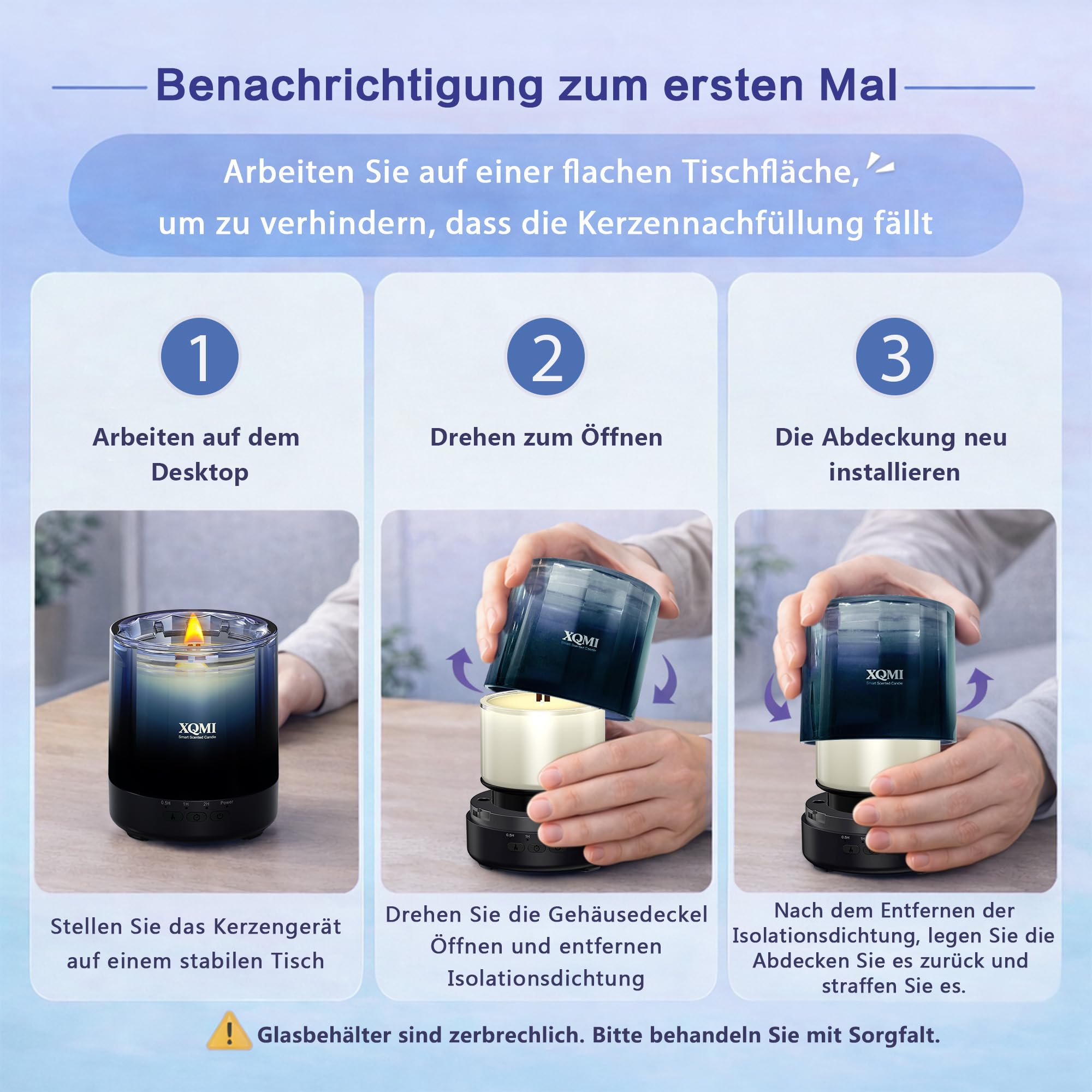 Smarte Duftkerzen im Glas mit Fernbedienung, Duftkerzen mit Timer, 35 Stunden Brenndauer, Neigungssensor, Natürliches Sojawachs, Moderne Raumdekoration für Wohnzimmer Schlafzimmer Büro