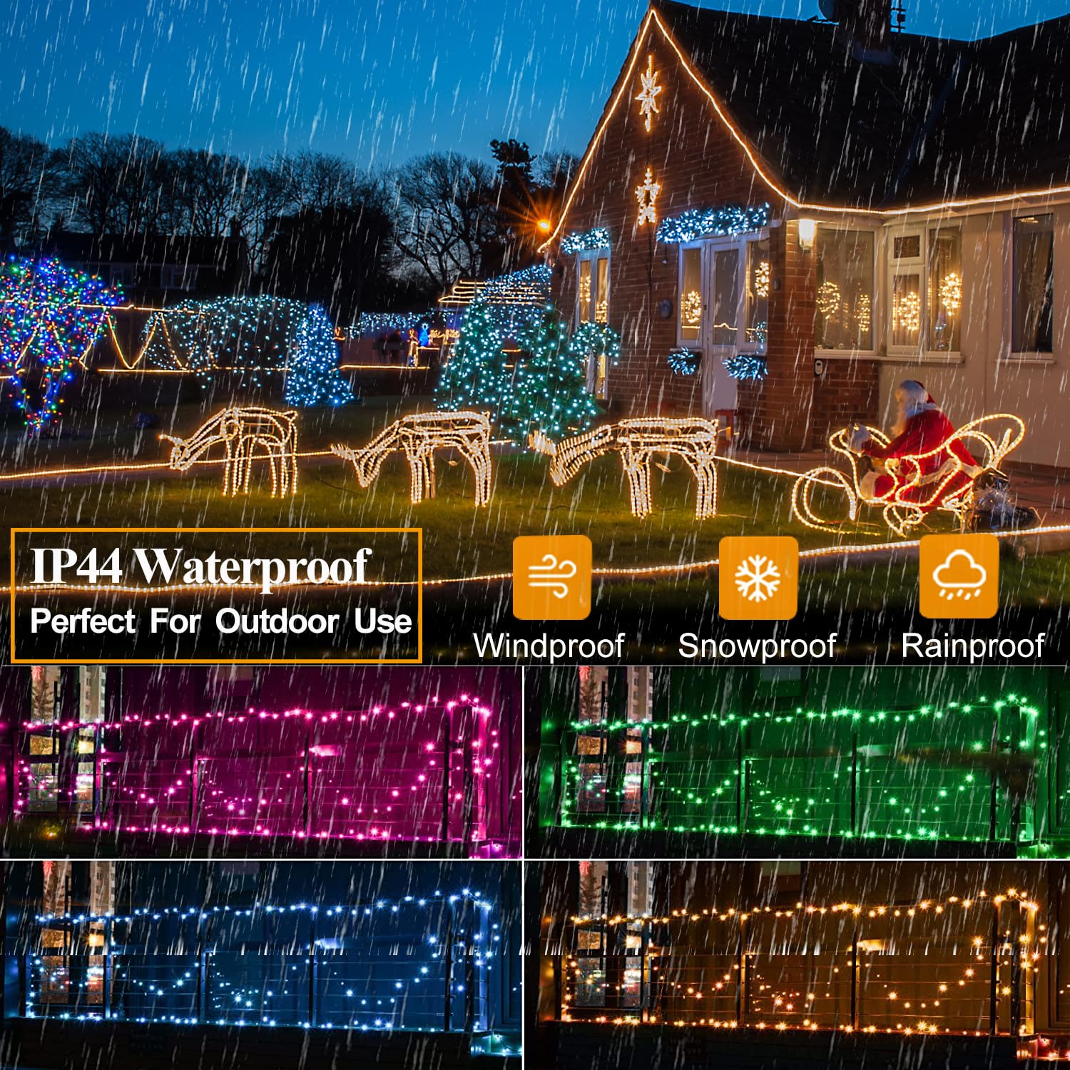 Color Changing Rope Lights for Outside, 33Ft 100 LED Rope Lights