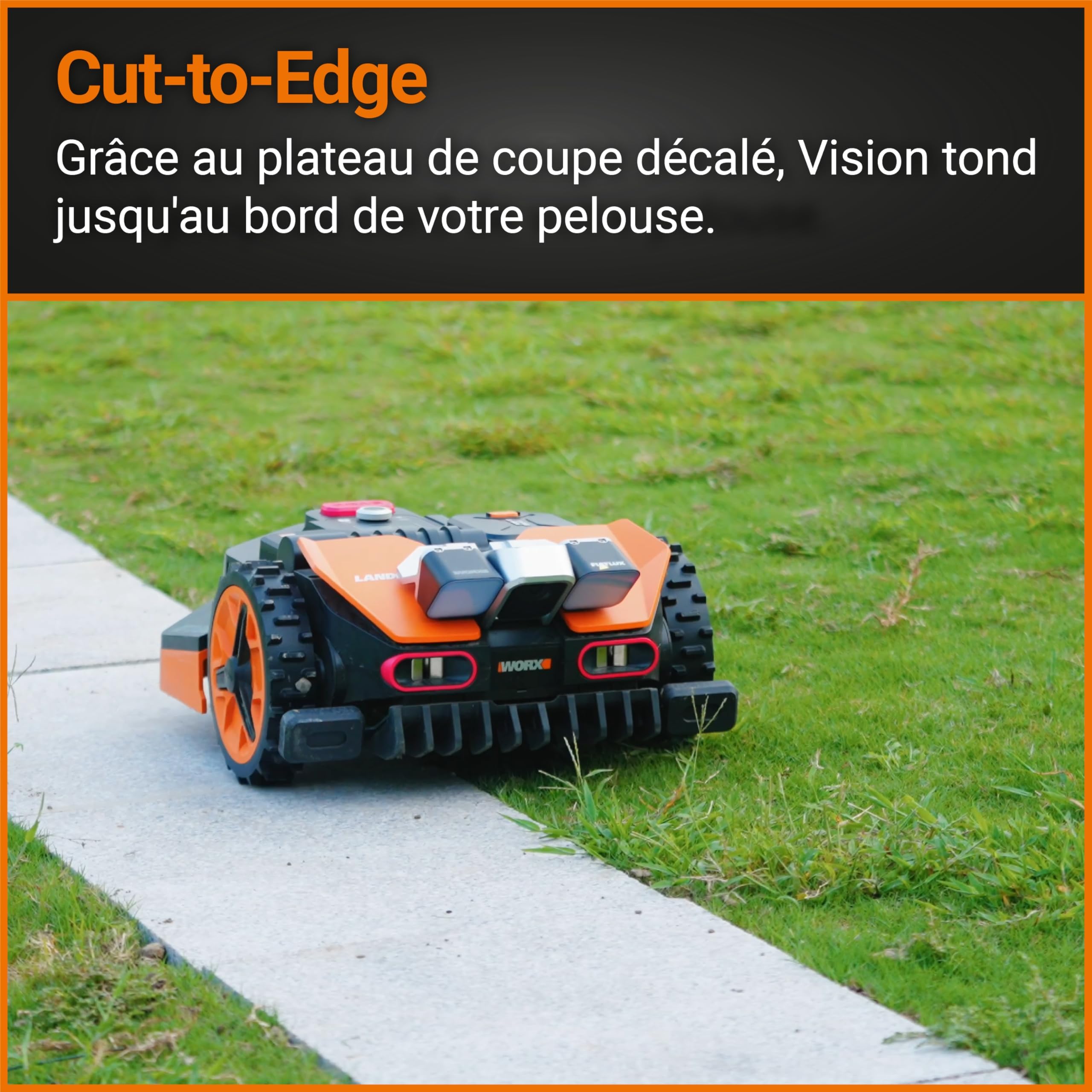 WORX Landroid Vision S250 WR202E robot koszący do ogrodów do 250 m², kosiarka bez kabla ograniczającego (WLAN i Bluetooth, aktywne unikanie przeszkód z technologią KI, ochrona przed jeżami)