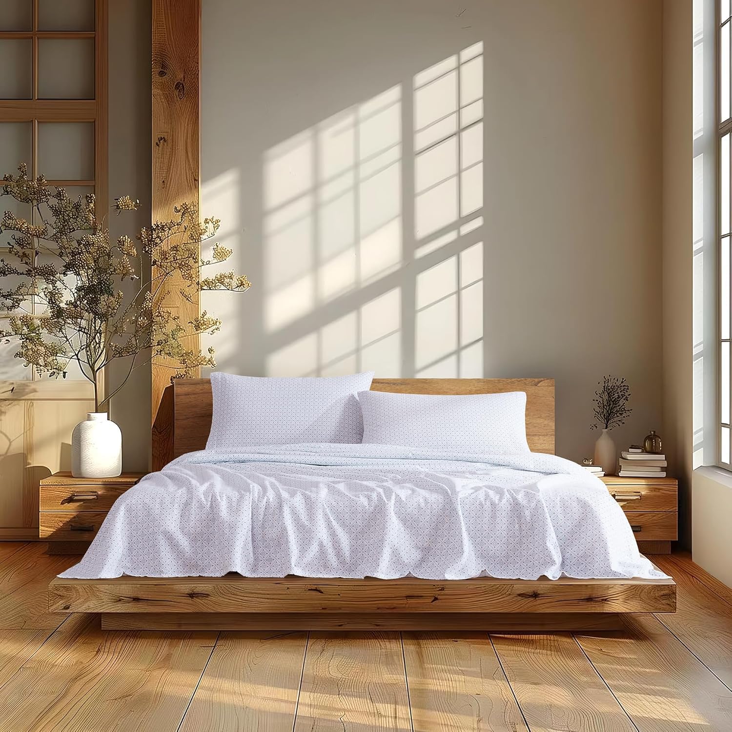 Linen Closet Morbido e accogliente set di lenzuola in flanella di cotone 100%, per letto matrimoniale, cristallo gelido