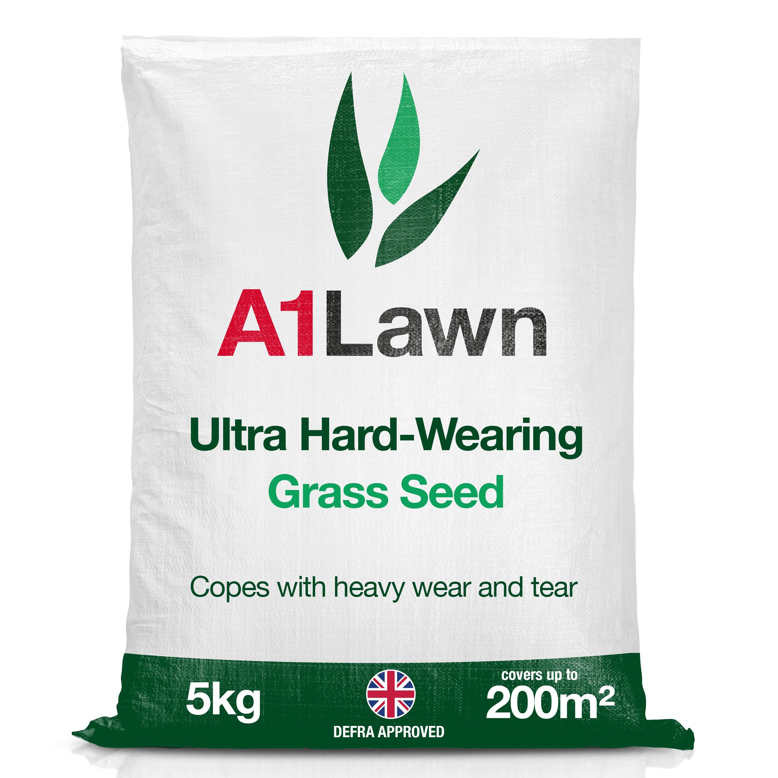 A1 Lawn, Ultra Hard Wearing Grass Seed Mix - Sports-Grade Durability, Fast Establishment, DEFRA/FERA/SASA Certified, 5kg
