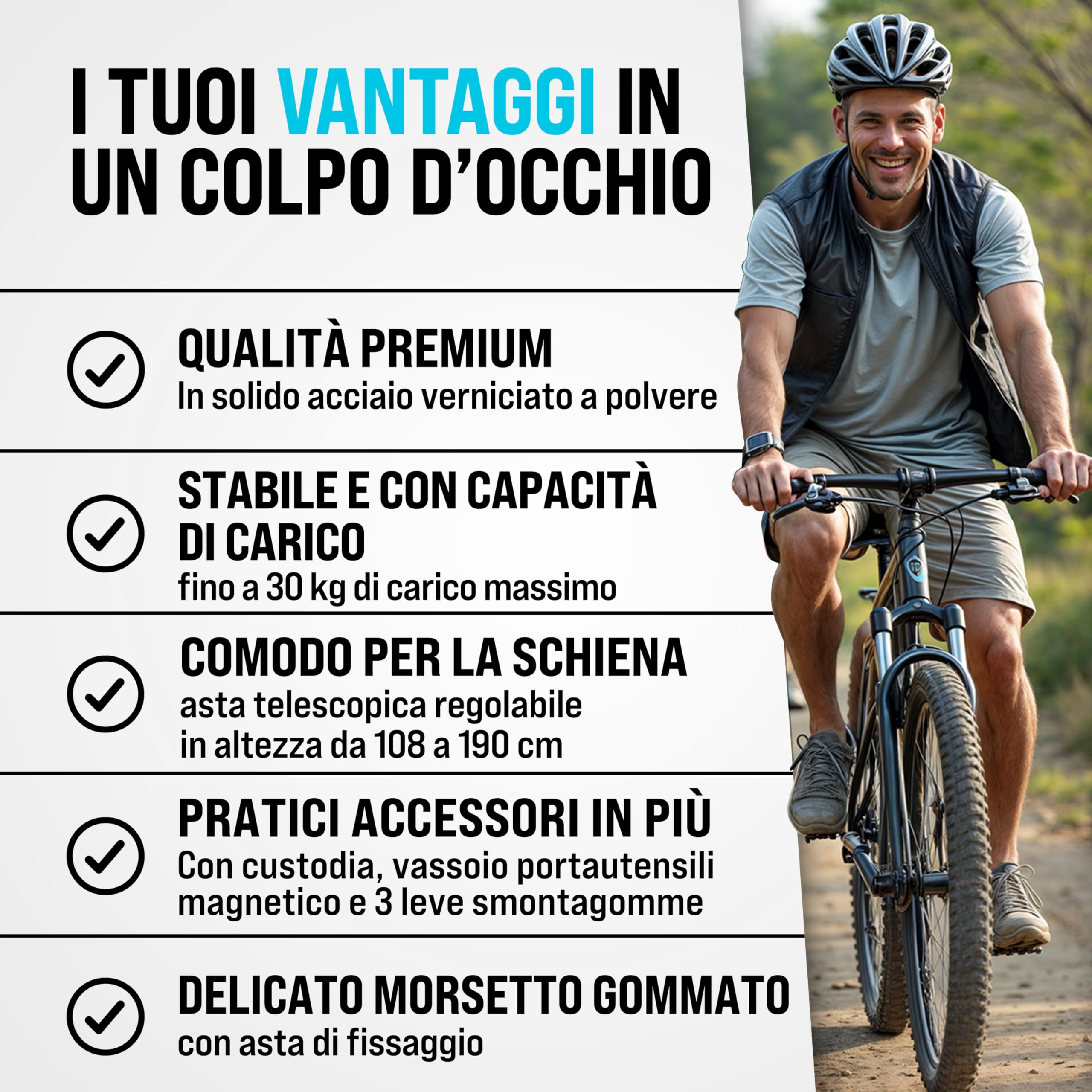 Monzana® Cavalletto Biciclette Max 30 Kg con Borsa per Trasporto Pieghevole Pieghevole Asta Regolabile Ripiano Attrezzi Riparazioni E-Bike