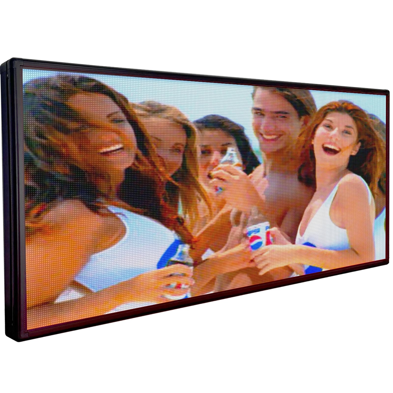 P5 Programmable LED Sign 65" x 33" for Outdoor Display WiFi+USB LED Scrolling Message Board with High Resolution Support Texts, Images& Video with Waterproof IP45