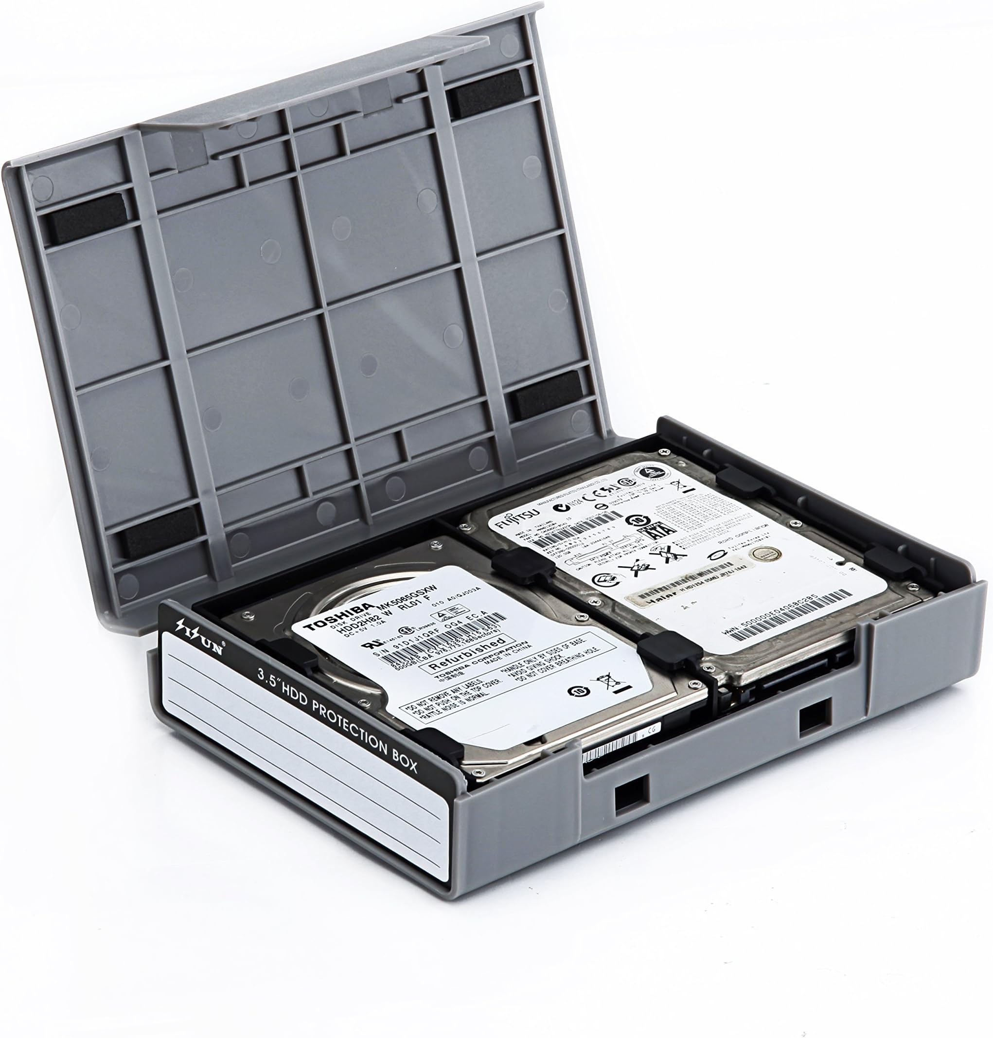 SISUN 3.5 / 4X 2.5 Inch HDD Protective case, 3.5 / 4X 2.5 HDD Storage Box Grey/Purple/Yellow/Blue/Green (4x2.5 Grey)