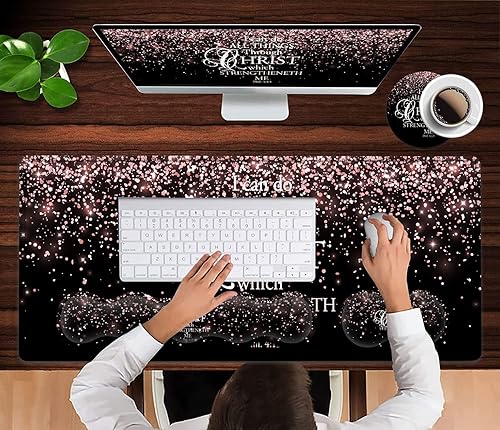 Miniatura 4 de Alfombrilla de mouse grande para videojuegos, reposamuñecas de teclado de espuma viscoelástica, alfombrilla de escritorio de oficina extendida,