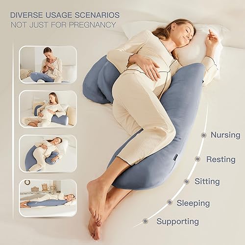 Miniatura 4 de Almohada de embarazo, almohada ajustable en forma de H, almohada refrescante de maternidad con funda lavable TENCEL Lyocell Funda de lactancia,