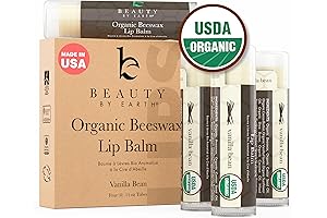 Organic Lip Balm - 4 Pack Beeswax Vanilla Chapstick