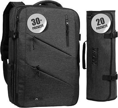 Asaya Chef Knife Backpack with 20-Pocket Knife Roll Bag - Over 30 Storage Pockets Chef Bag, Professional Backpack for Chefs and Culinary Students Knives Not Included Black