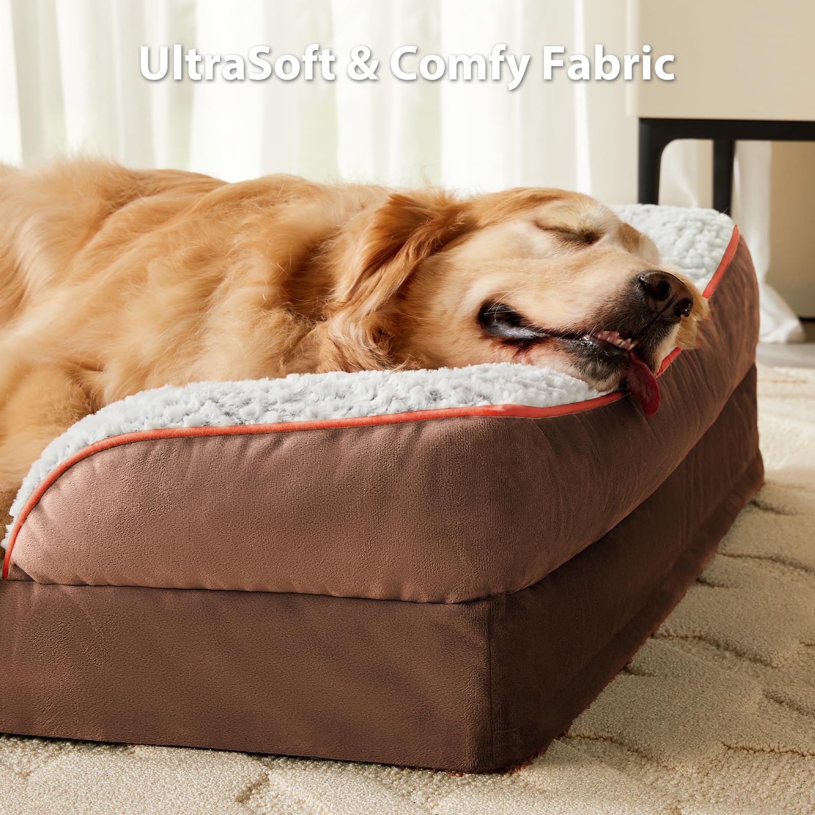LEXTRO Orthopedic Dog Bed for Large Dogs, Egg Crate Foam Bed for Large Dogs, Equipped with Removable Waterproof Pillow Cover and Anti-Slip Bottom, Pet Bed - image 3