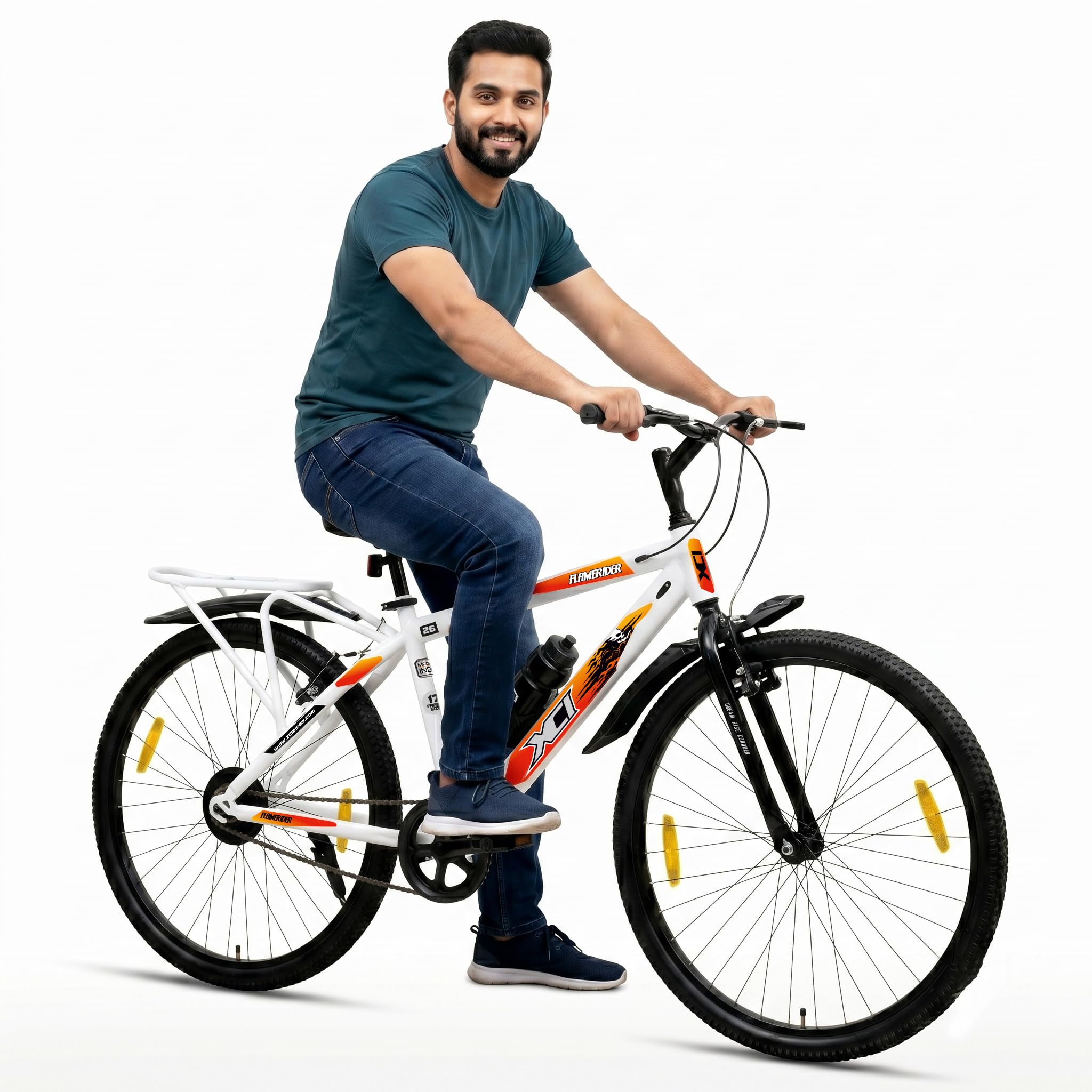 XCi Flamerider 26-Inch Tires Single Speed Rigid Suspension V-Brakes Youth 12+ Years 17-Inch Ultra Light Steel Frame White Red Bicycle-picture-17