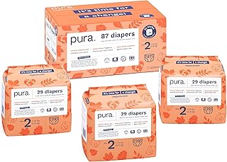 Pura Hypoallergenic Diapers, Size 2 (7-13 lbs) Totally Chlo…