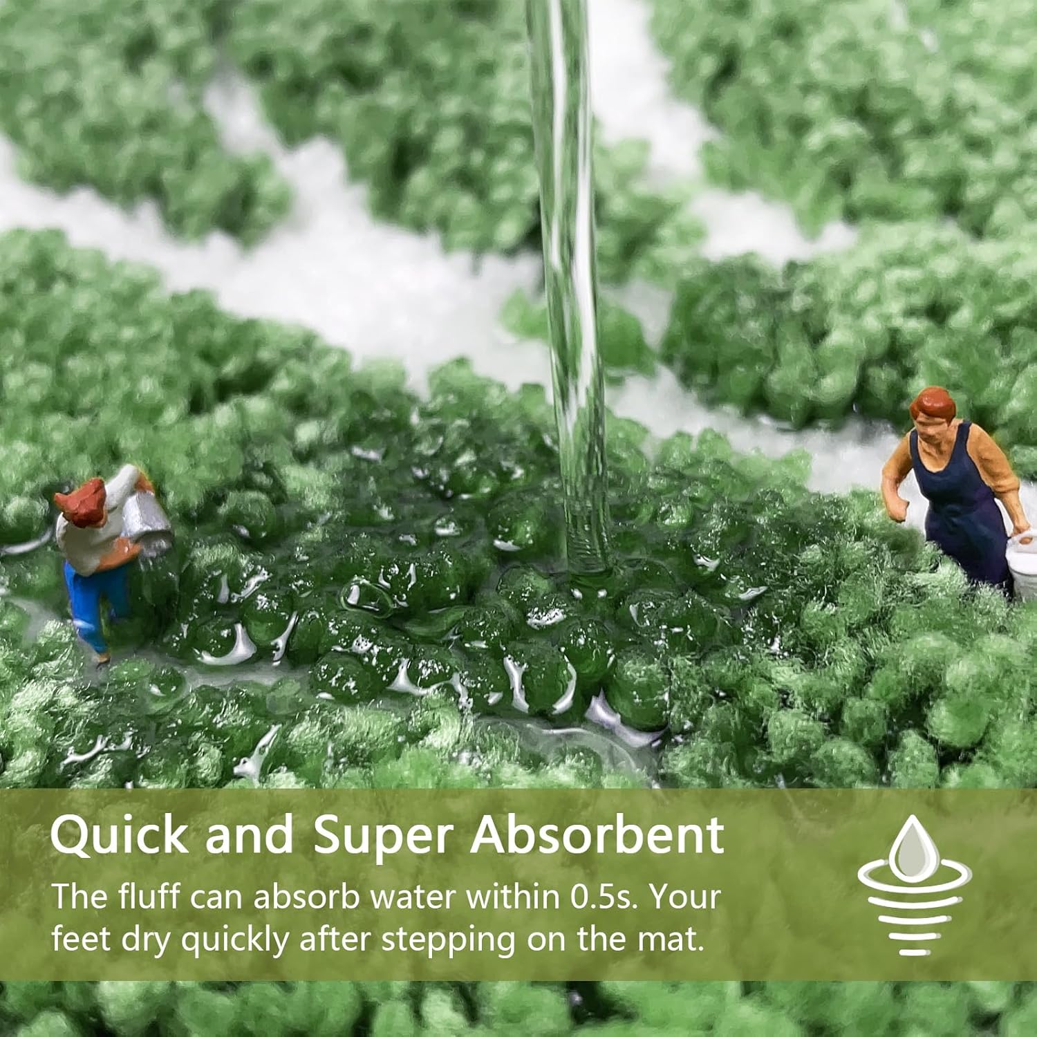 Dark Green U Shaped Toilet Mat for Bathroom Floor 24x20 Non Slip Washable Water Absorbent Cute Bathroom Decor Leaf Contour Bath Mat - Image 4