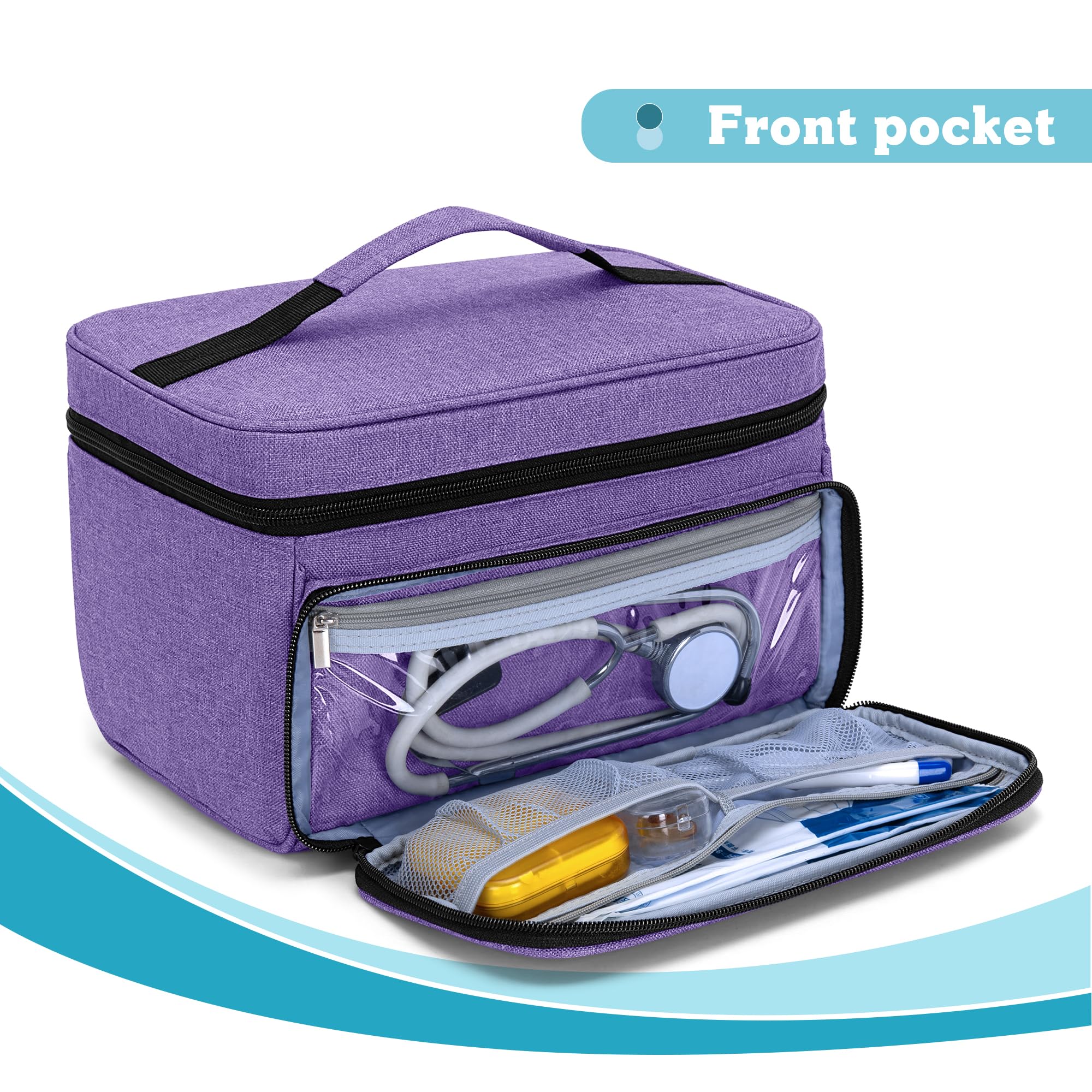 Luxja Medizinische Tasche, Notfalltasche für Medizinisches Zubehör, Medikamententasche für unterwegs, Medizintasche für Erste Hilfe Sets, Lila