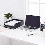 Amazon Basics Plastic Organizer - Letter Tray, Black, 2-Pack