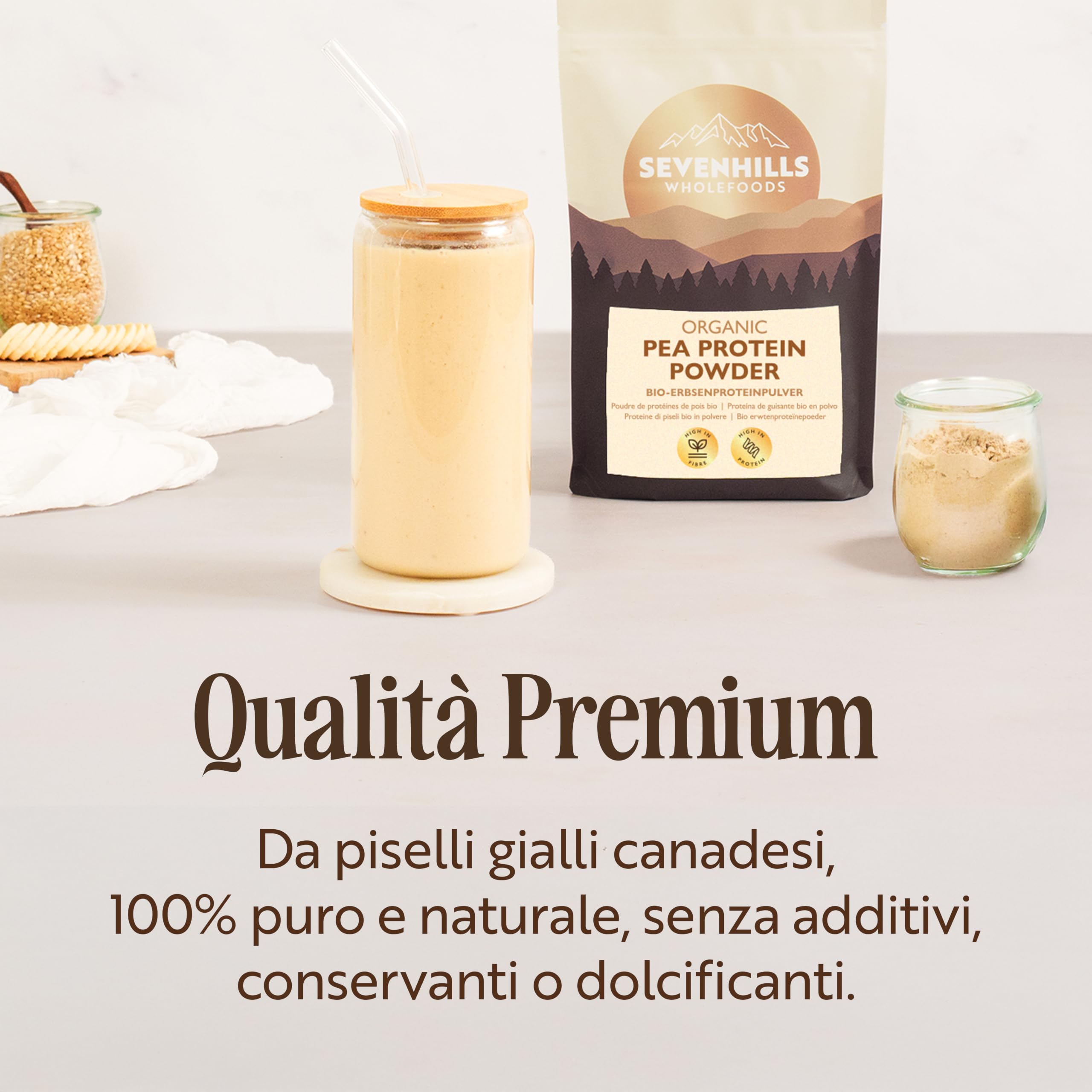 Sevenhills Wholefoods Polvere Di Pisello Proteico Bio 1kg - 84% di contenuto proteico