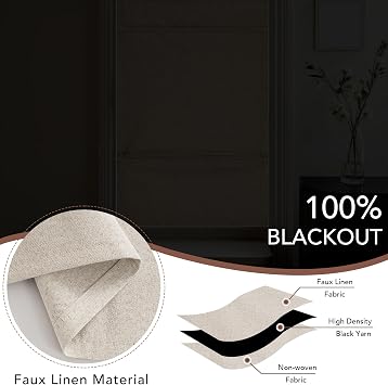 NICETOWN 100% Blackout French Door Curtain Adhesive Top & Magnetic Lift