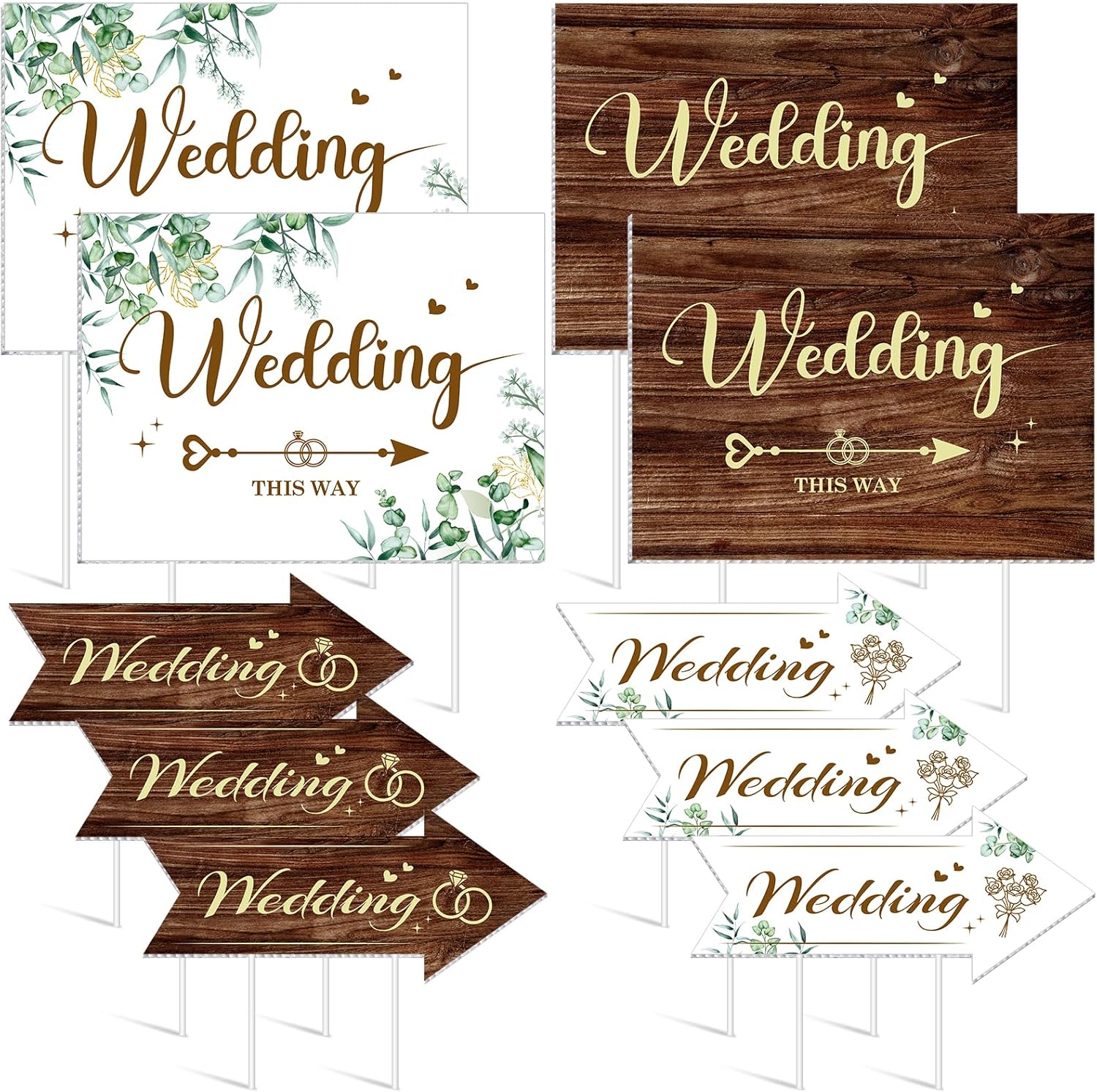 10 Pcs Wedding Direction Signs Sage Green Wedding This Way Directional Double Sided Arrow Road Signs with Stakes for Large Entrance Ceremony Party Indoor Outdoor Yard Lawn Parking Signs for Reception