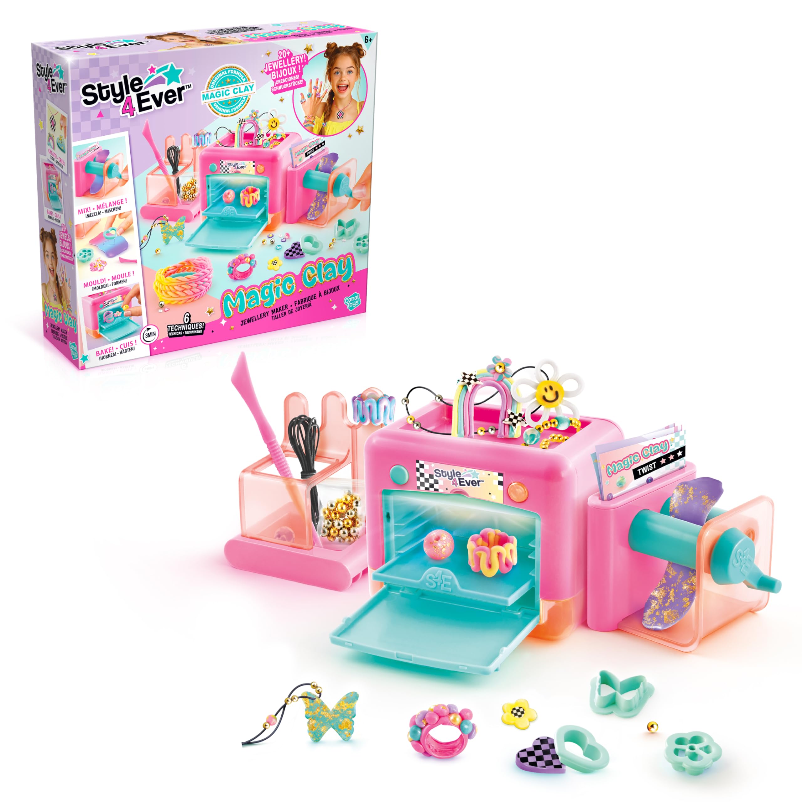 Canal Toys - Style 4 Ever - Magic Clay Jewellery Factory | 3-in-1 Jewellery Making Kit with Machine, Magic Clay & Accessories | Create 20 Rings, Bracelets & Charms – Activity Kids Aged 8+ – OFG 333