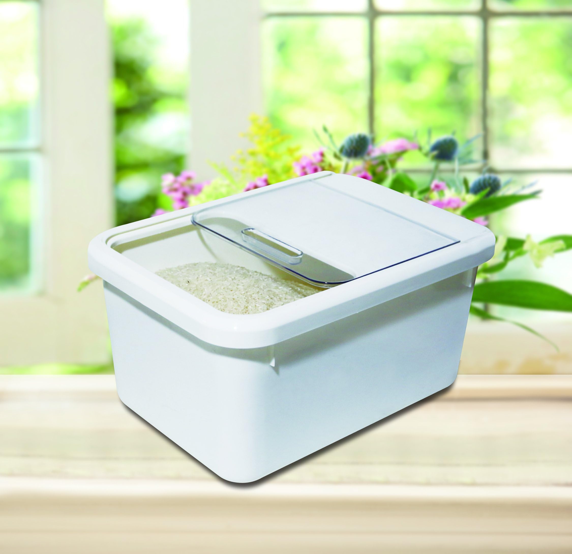 Dollar Chief 10 Liter Plastic Storage Rice Box with Sliding Lid, BPA Free
