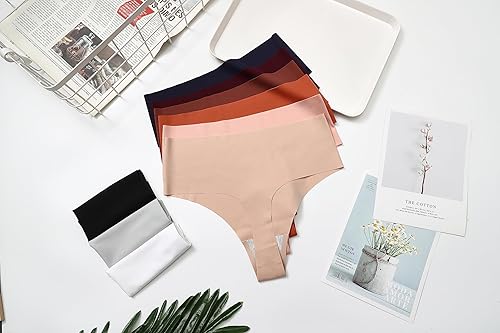 Miniatura 4 de Wealurre Ropa interior para mujer, de cintura alta, sin costuras, transpirable, no se ve, paquete de 6