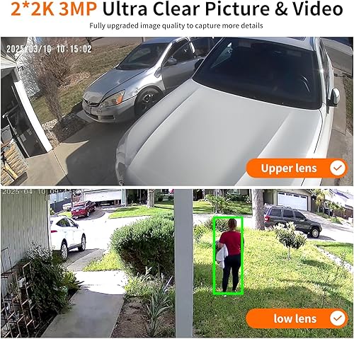 Miniatura 5 de Cámaras de seguridad WiFi para exteriores, cámaras 5G2.4G para energía solar de seguridad en el hogar con doble lente, detección de movimiento,
