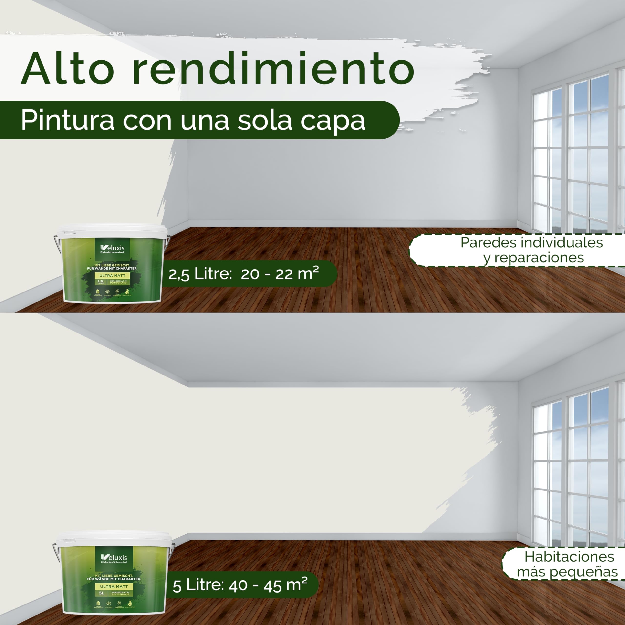 Pintura de pared ecológica para interiores - 5 litros y opacidad clase 1, sin vetas, antigoteo y ecológica, sin COV - (Shady Sugar)