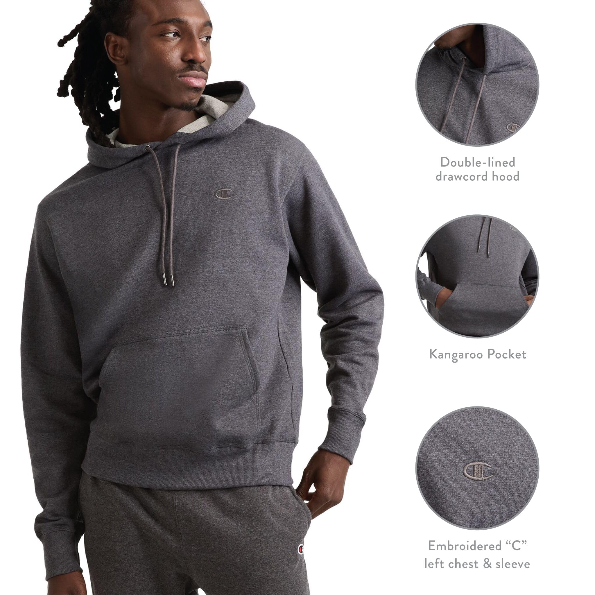 Champion Powerblend Fleece Hoodie Sudadera con Capucha Hombre (Pack de 1)