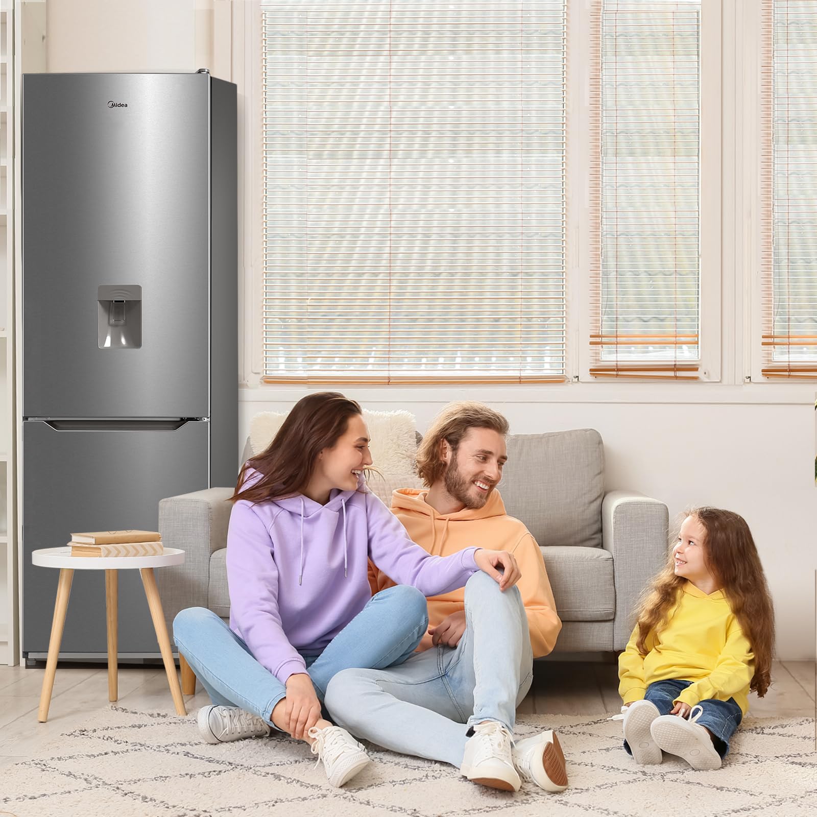 Midea MDRB424FGE02IW 310L Frigorifero Combinato, Libera Installazione, Total No Frost, Ventilazione MultiFlow, Doppia Porta Reversibile, Controllo Touch