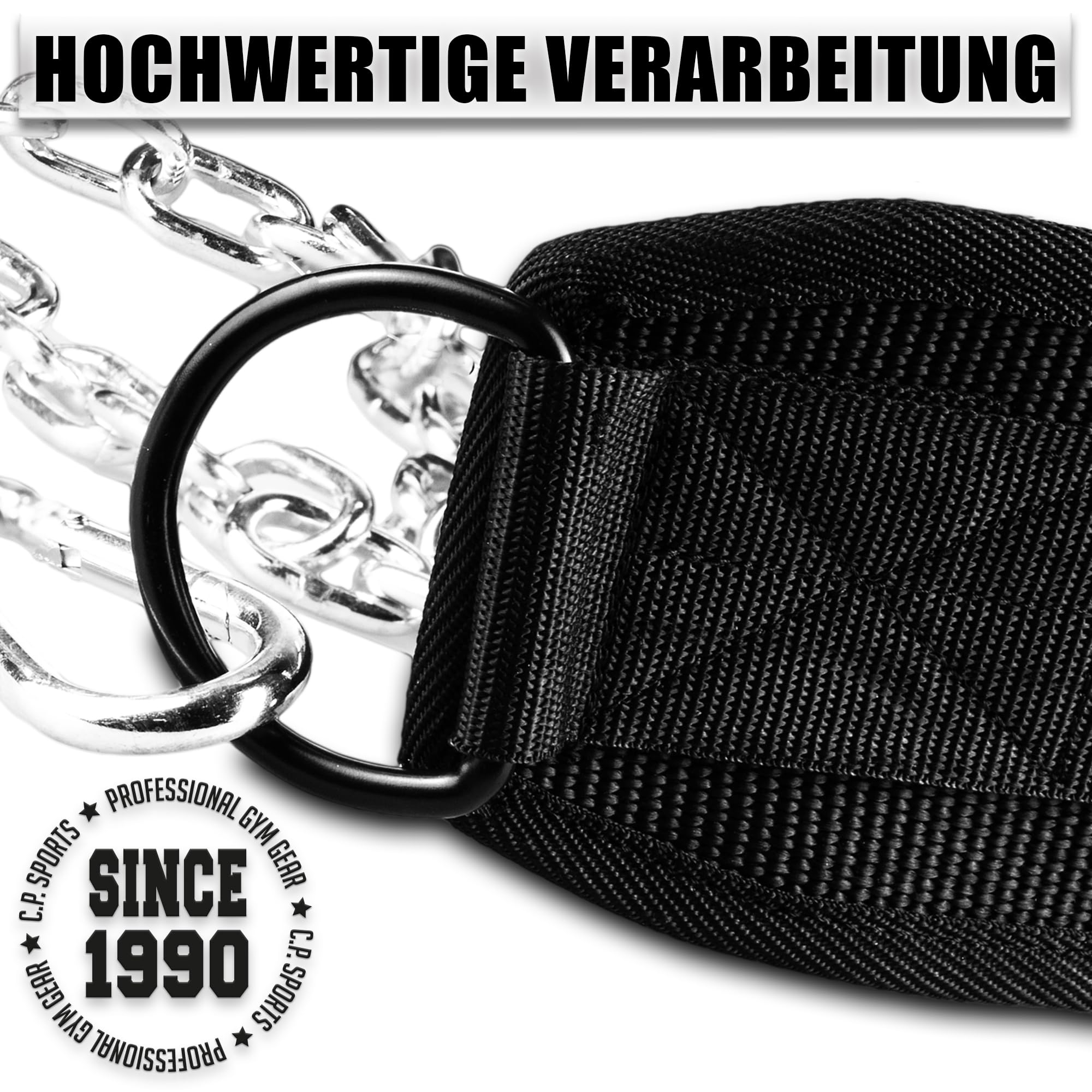 C.P.Sports Premium Dip Belt | Professional Dip Belt - Cintura per dip fino a 250 kg per trazioni, squat, fitness, allenamento della forza, bodybuilding, palestra
