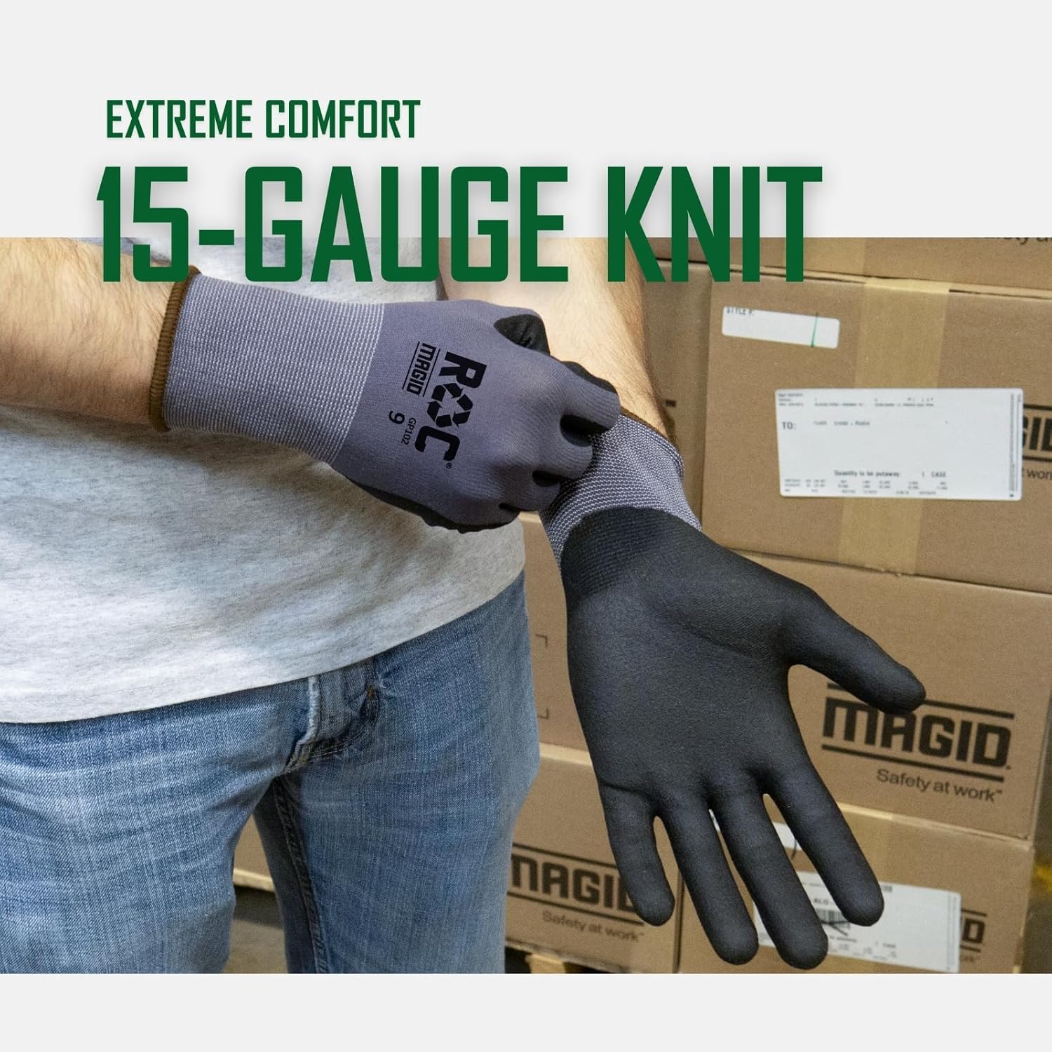 MAGID ROC® Foam Nitrile Palm Coated General Purpose Work Glove