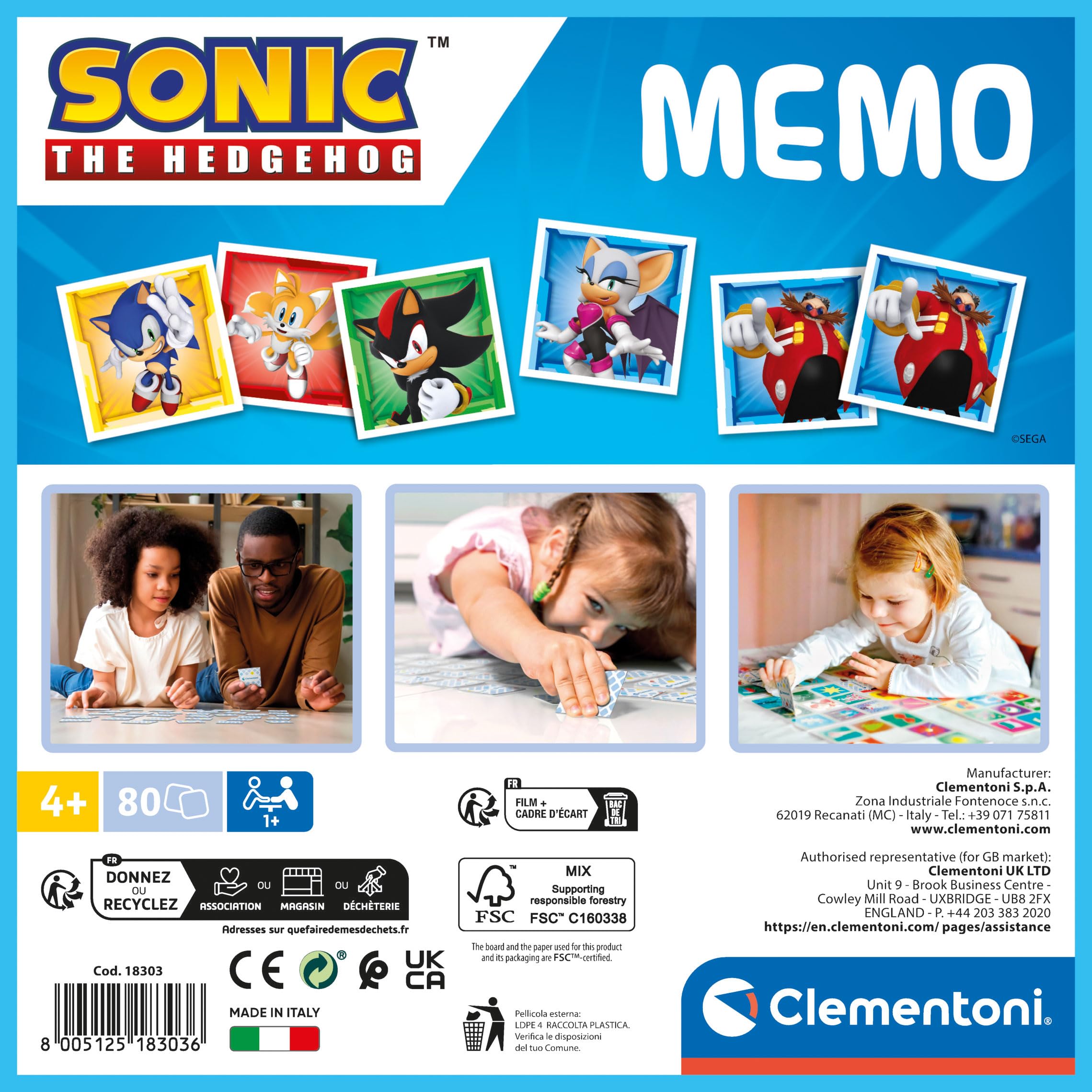 Clementoni Educational Game Memo Sonic 80 Tiles, Game For Children 4-6 Years, Flash Card Games, Learning Logical Thinking - Image 3