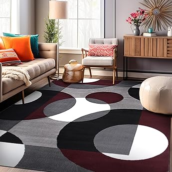 2305 Geometric Abstract Blue 8x10 Area Rugs for Living Room