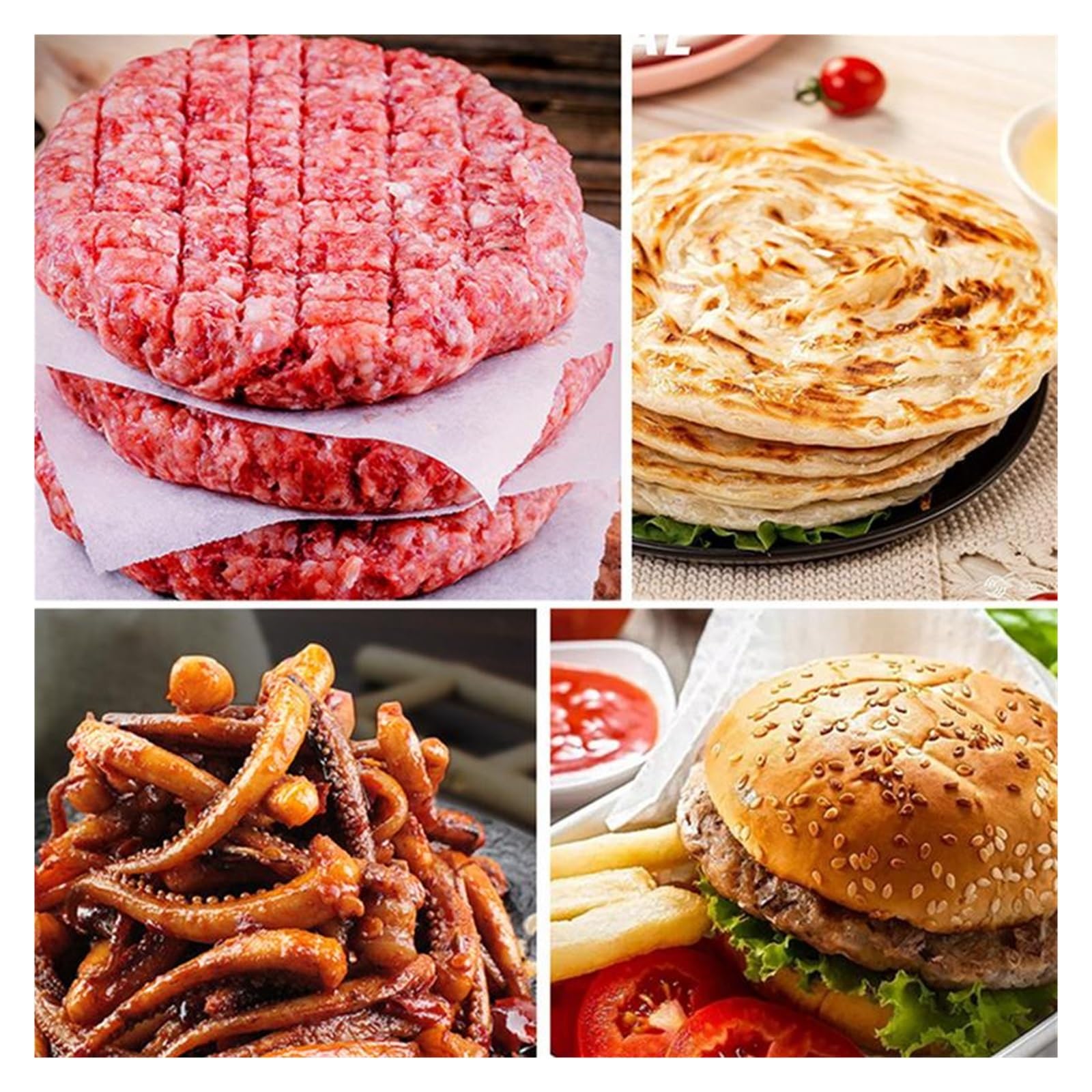 Pressa per Hamburger con Manico in Legno adiabatico Pressa per Hamburger in Acciaio Inox Pressa per Hamburger Professionale Pressa per Hamburger Quadrata Rotonda per Pancetta Pressa per