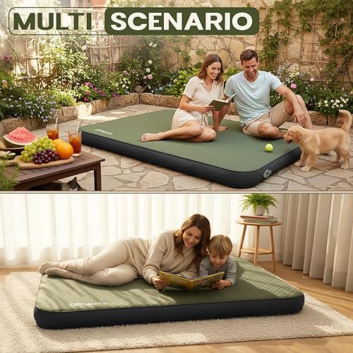 Miniatura 7 de UPWELL Colchoneta de dormir autoinflable de 4.5 pulgadas de grosor, colchón de campamento con espuma sólida, doble colchoneta para dormir, portátil,