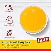 Vista 2 de Glad Everyday Disposable Plastic Cups, Red - Heavy Duty Drinking Party Cups - Strong & Sturdy for All Occasions - 16 Ounce, 100 Count - 6 Pack Rojo