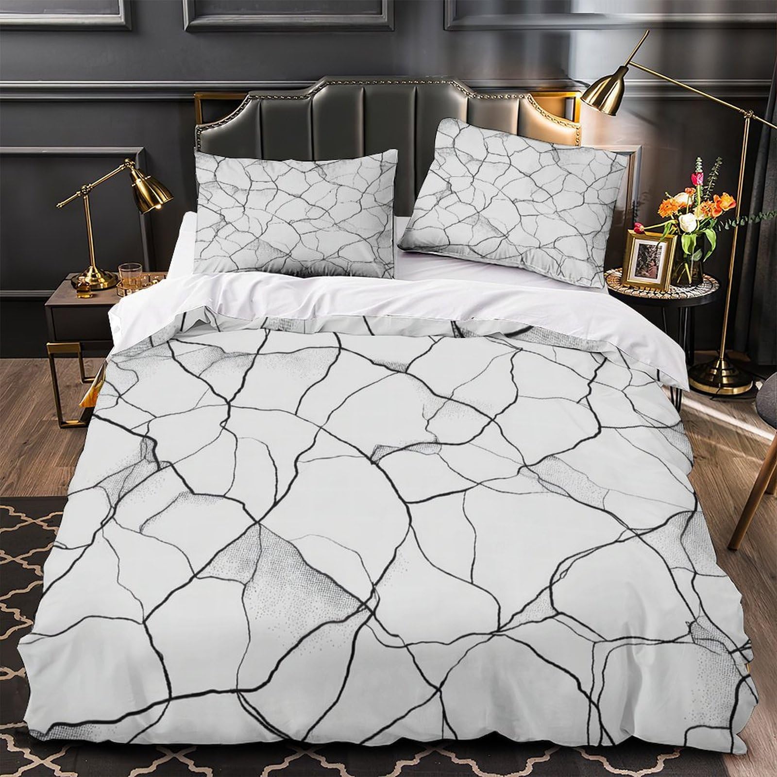 Housse de couette 3D motif abstrait microfibre hypoallergénique 140x200