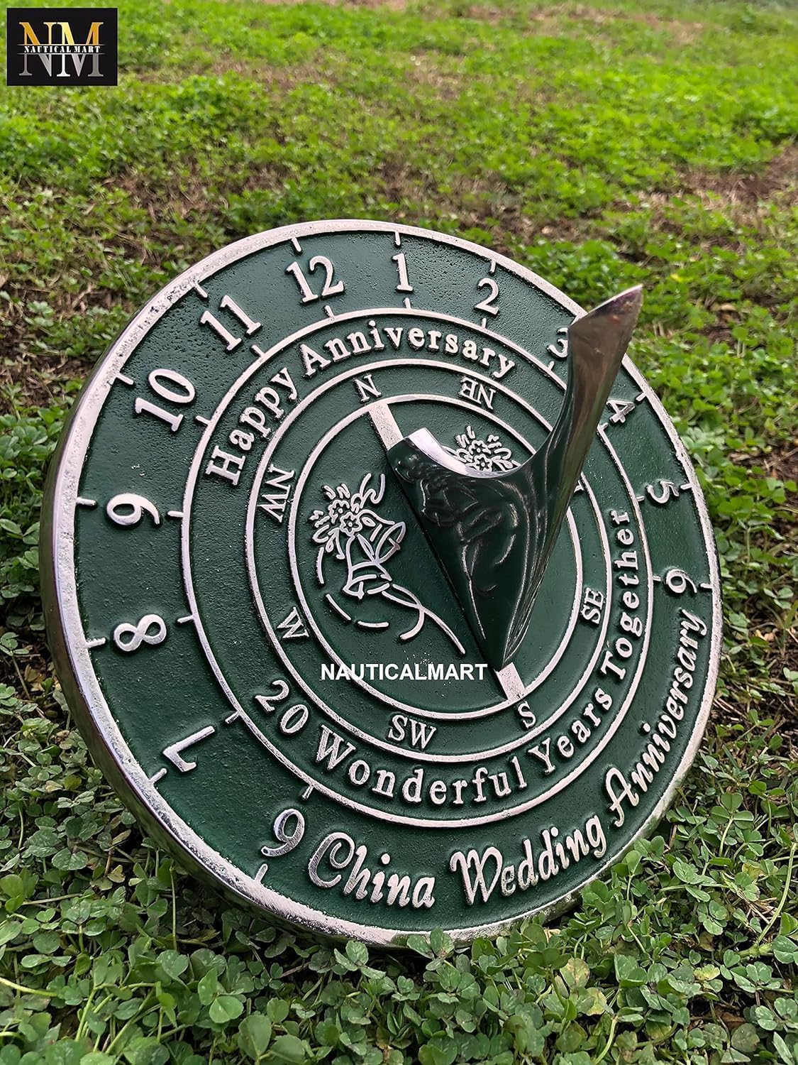 NauticalMart 20th China Wedding Anniversary Sundial Gift Idea is A Great Present for Him, for Her Or for A Couple to Celebrate 20 Year of Marriage