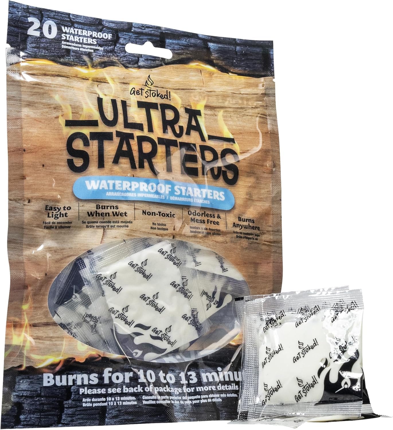 Waterproof Fire Starters for Indoor Fireplace, BBQ, Campfire, Wood Stove, Chimney, Fire Pit, Grill, Smoker, Bonfires, | (20-Pack Ultra Starters) Reliable Fire Igniters in Wet Weather, Get Stoked! Waterproof Fire Starters for Indoor Fireplace, BBQ, Campfire, Wood Stove, Chimney, Fire Pit, Grill, Smoker, Bonfires, | (20-Pack Ultra Starters) Reliable Fire Igniters in Wet Weather, Get Stoked!