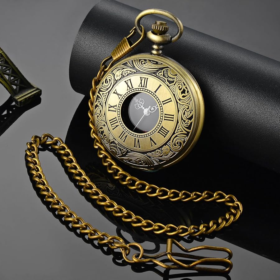 LYMFHCH Vintage Roman Numerals Quartz Pocket Watch, Men Womens