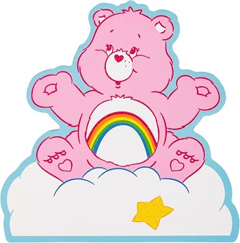 Silver Buffalo Care Bears Glitter Large Die Cut MDF Box Wall Sign Featuring Cheer Bear, 7 x 7 x 1.2