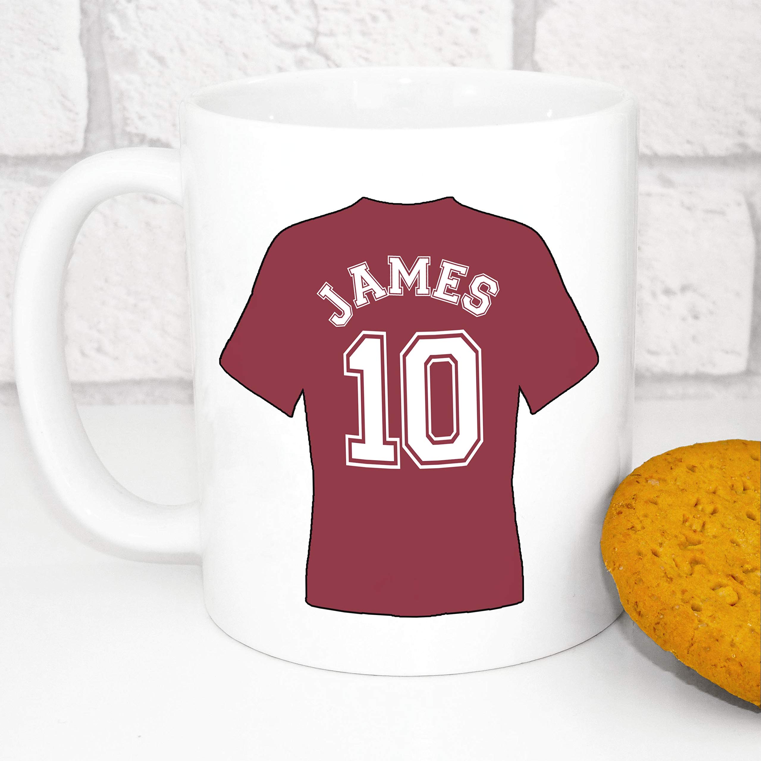 Personalised Football Mug - Custom Football Shirt Mug - Choose Your Team's Colour (Burgundy)