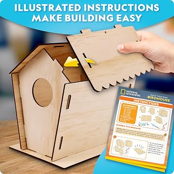 National Geographic Build Your Own Wooden Birdhouse Craft Kit for Kids