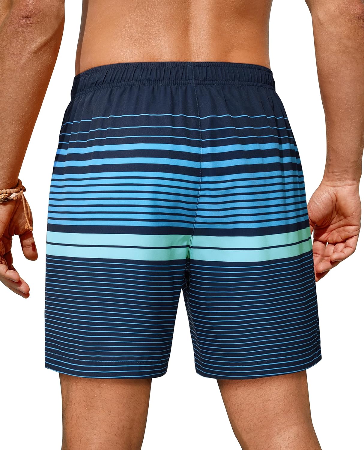 Gleeease 7 inch Men's Swim Trunks with Mesh Liner Lined Quick Dry Stretch Drawstring Bathing Suit Pockets Beach Swimming Surf
