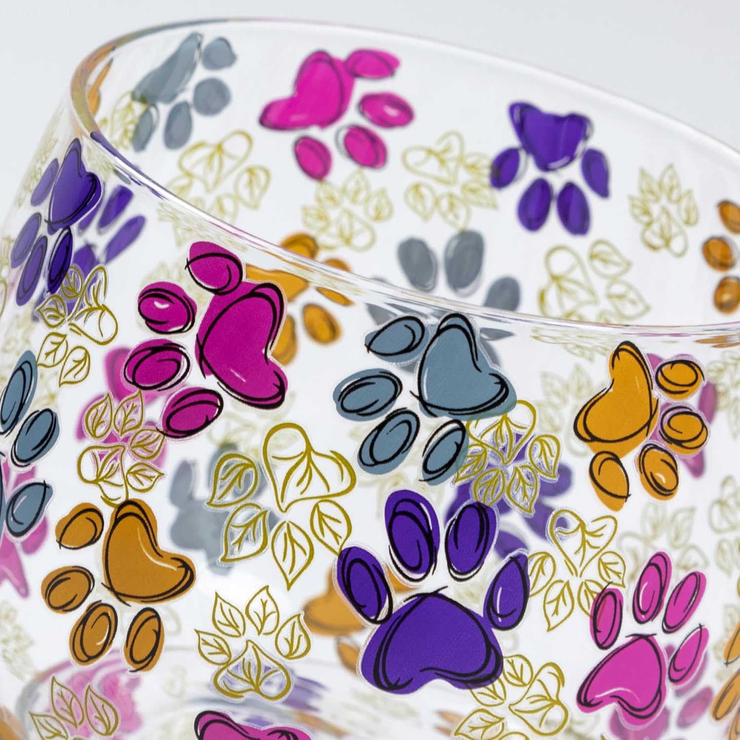 GreaterGood All Over Print No Stem Glass Wine Glasses Set of 2 Playful Cat & Paw Print Colorful Novelty Designs Cocktail Cup (Festival Pets - Cats) - Image 7