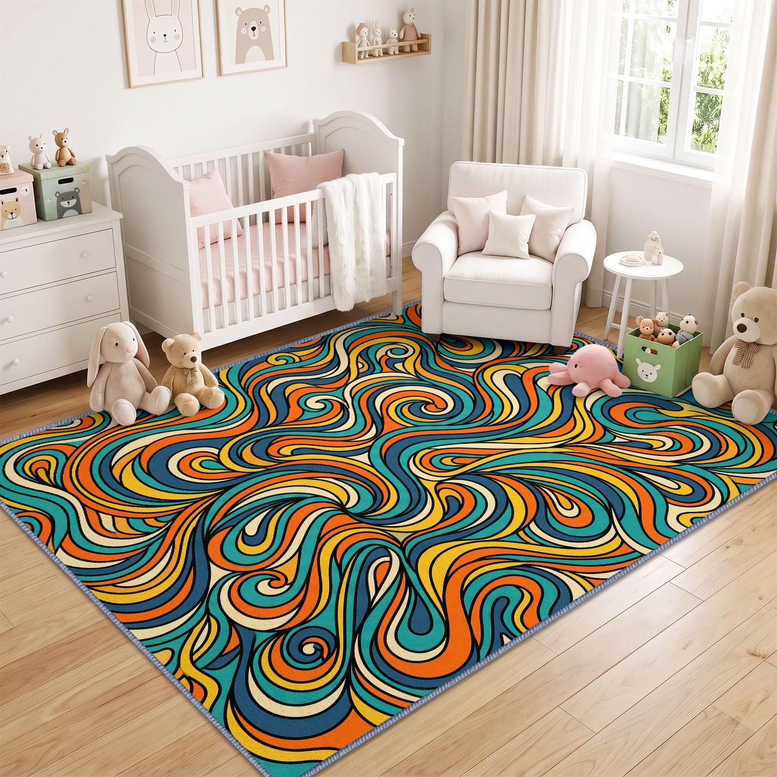 Générique Tapis Ruban d’intérieur Durable, Facile à Nettoyer 80x150 cm, Vintage Pop Abstrait Tapis pour Salon, Chambre, Cuisine ou entrée