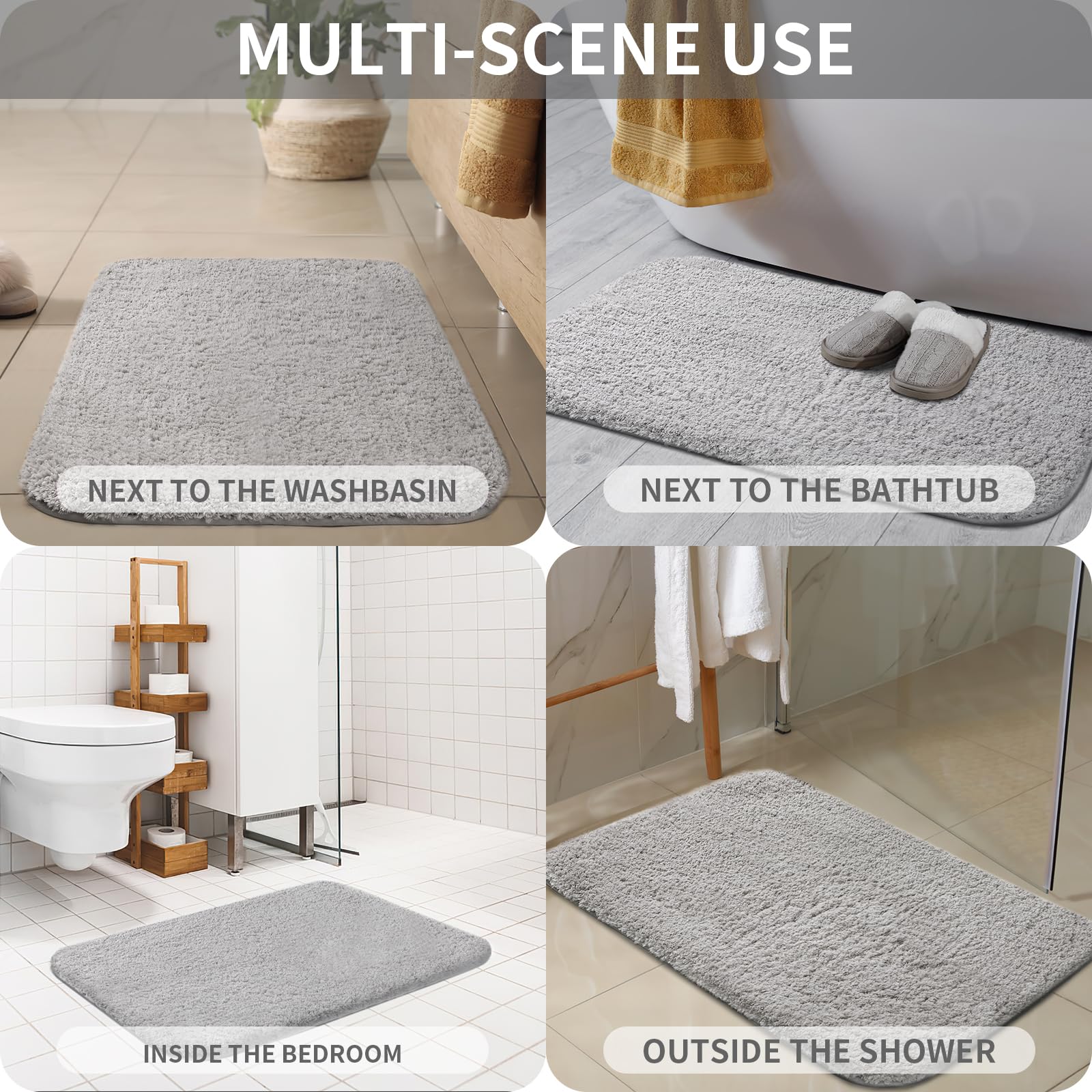 DEXI Tappeto da bagno 40 x 60 c,Tappeti Bagno Assorbent,Lavabile in