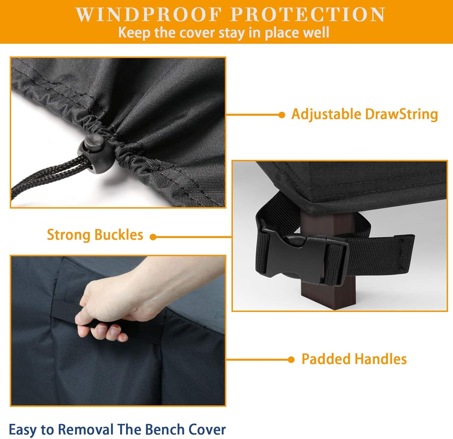 POMER Outdoor Bench Cover, Waterprood 600D Patio Loveseat Cover Fit for 2 Seater Garden Sofa Cover, 53" W x 26" D x 35" H Outdoor Couch Cover : Patio, Lawn & Garden