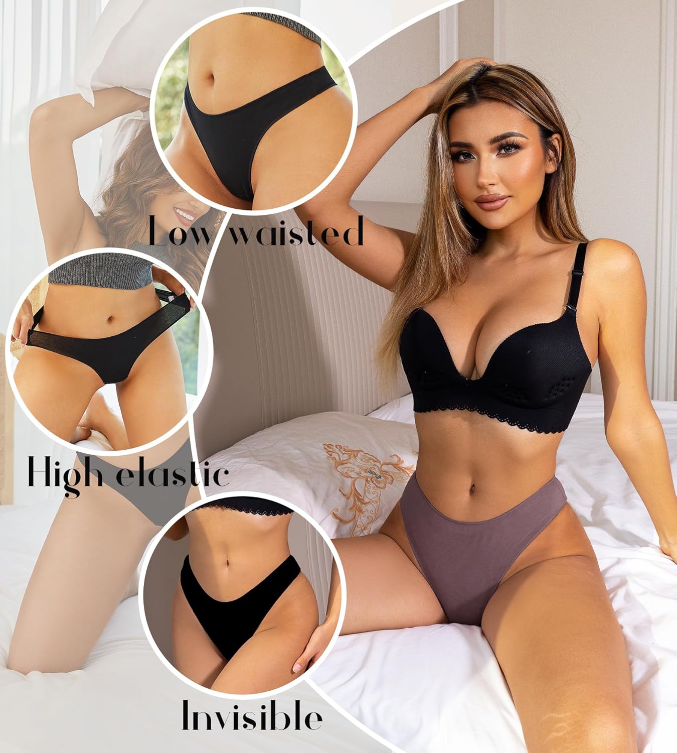 CUTE BYTE Cotton Thongs for Women Sexy Womens Underwear Breathable Stretch Low Rise Ladies Panties 6 Pack XS-XL - Image 2