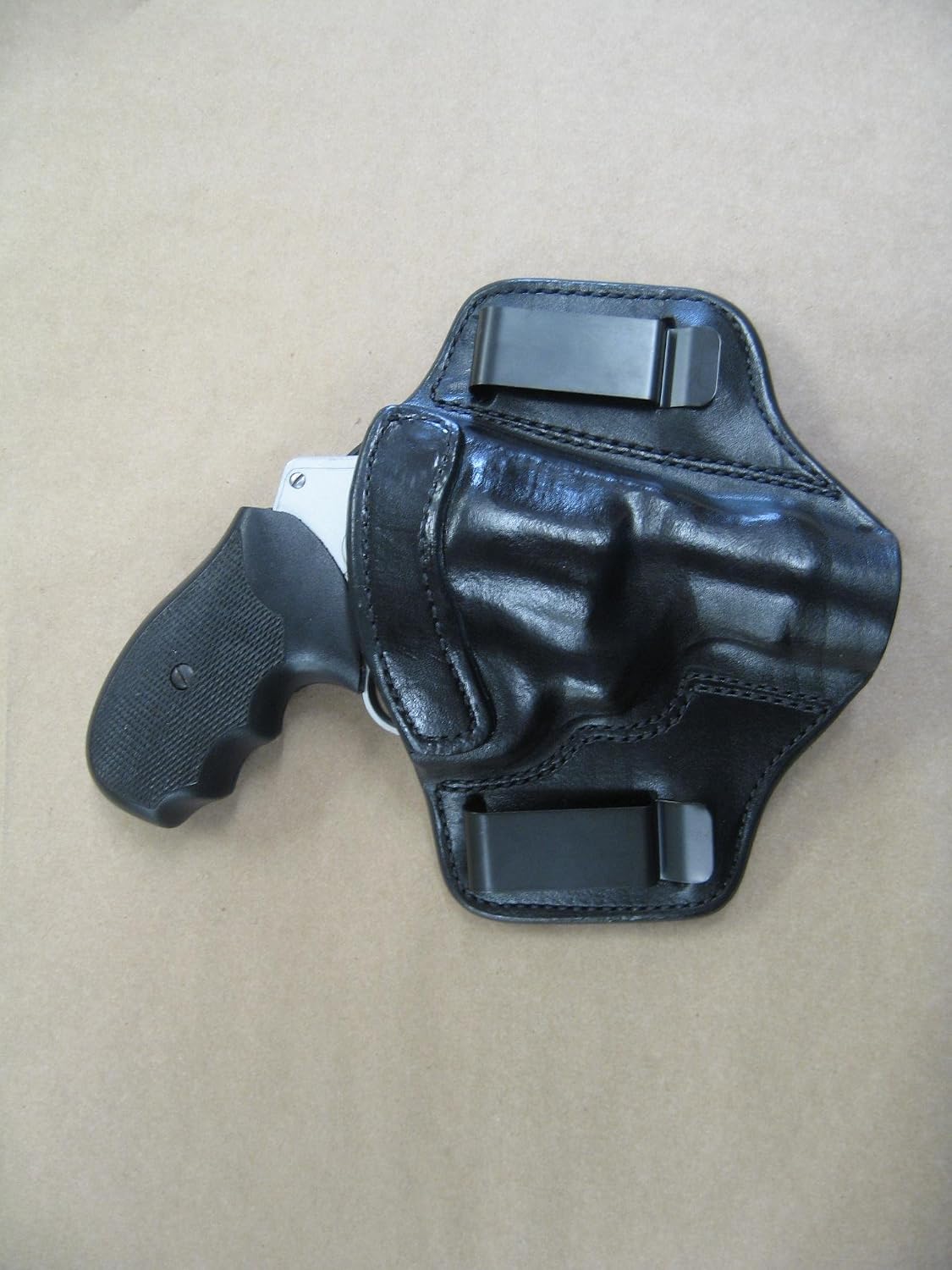 Azula Gun Holsters Charter Arms Undercover 5 Shot Revolver IWB 2 Clip Leather in The Waistband Concealed Carry Holster CCW Black RH